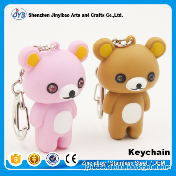 creative design gift use plastic animals shape bear led keychain